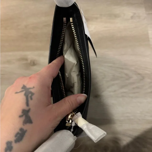 Kate Spade Black Sparkly Textured Shoulder Bag with Crescent Design NWT - Picture 11 of 12